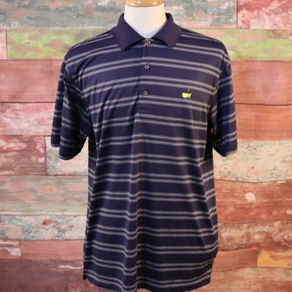 Masters Augusta Blue Stripe Golf Size L Polo Shirt